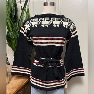 Vintage 70s Southwestern Aztec Knit Sweater Deadstock NWT Medium
